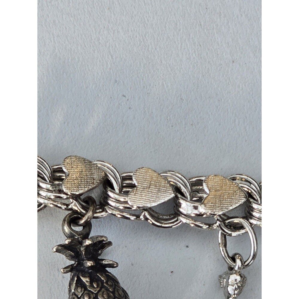 Vintage JB Jacoby Bender Sterling Silver Hearts Charm Bracelet Skater Guitar - Picture 13 of 14